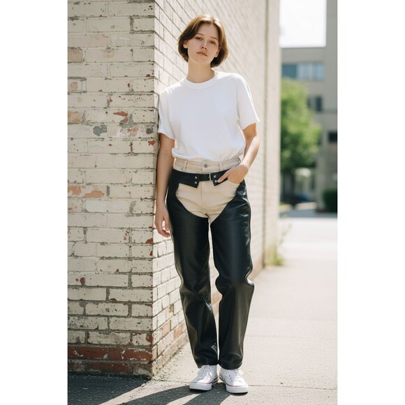 First Classics Leather Gear Motorcycle Chaps Black S. Made in Pakistan - Picture 2 of 5